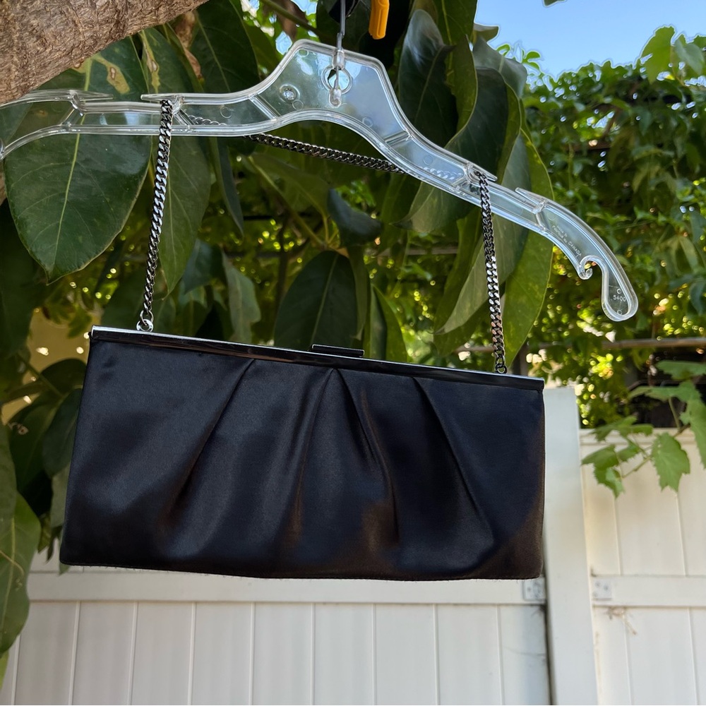 Vintage Y2K Ann Taylor Loft Black Satin Shoulder Bag.